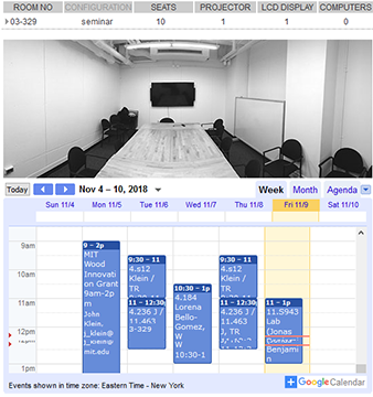 Screenshot of SAP's online room booking utility
